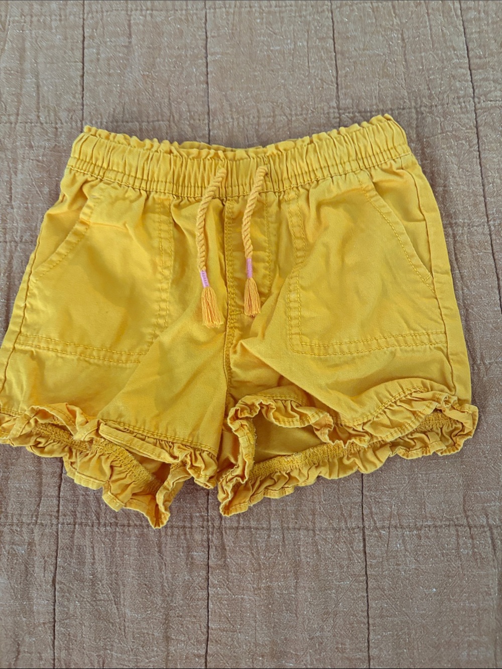 GAP Bright Yellow Ruffle-Hem Elastic Waist Kids Shorts